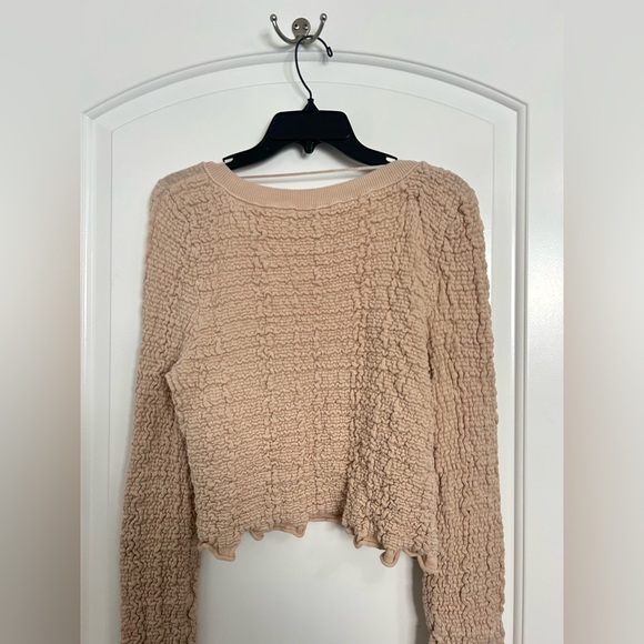 Free People Rosehip Cardi in Rose Water size large Lettuce trim Bohemian 90s - Picture 5 of 16